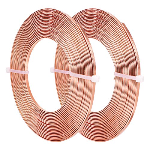 BENECREAT 32 Feet 2 Rolls 3mm Wide Flat Jewelry Craft Wire 18 Gauge Aluminum Wire for Bezel, Sculpting, Armature, Jewelry Making - Copper - color: Copper, size: 3mm