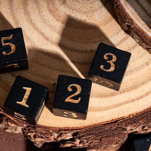 16mm D6 Dice Set 10PCS Wooden 6 Sided Dice for D&D RPG Board Games - color: D6-black N