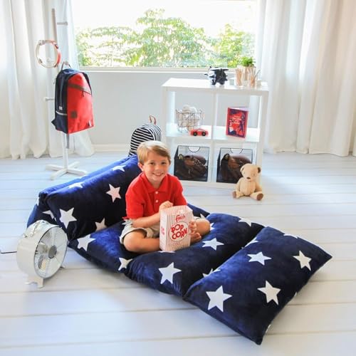 Butterfly Craze Floor Lounger Cover - Floor Bed Conversion - Creates Custom Sleeping Pad - Portable Mattress Alternative - Star Navy, King Size (Pack of 2) - color: Star Navy, size: King (Pack of 2)