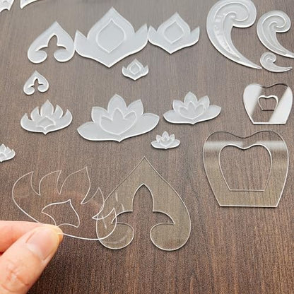 Acrylic Mandala Stencils, Set of 14 with 54 Shapes, Transparent, for Dot Painting, Geometric Patterns, and Decorative Art