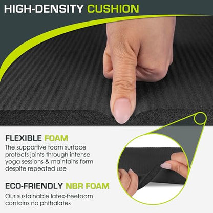 ProsourceFit Extra Thick Yoga Knee Pad and Elbow Cushion 15mm (5/8”) Fits Standard Mats for Pain Free Joints in Yoga, Pilates, Floor Workouts - color: Black