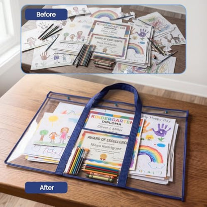 GAMENOTE 2 Pack Large Poster Storage Bag (31.5"×25.5") Bulletin Board Holder Art Portfolio Container for Teachers Classroom Organization | 2 pack 31.5 x 25.5 in storage bags organize posters, anchor charts and classroom artwork