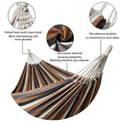 Canvas Hammock 122" Long X 59" Wide 2 Person Hammock 440 pounds Maximum Weight Applicable Scenes in Courtyard Autumn, Indoor Hanging Chairs, Beach Leisure (Black White, Full) - color: Black White