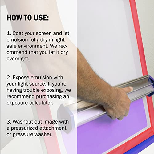 Ecotex® PWR Screen Printing Emulsion - Plastisol & Water Based Ink, 1 Qt | Premixed And Pre-Sensitized, Water Resistant Formula - Works With LED, DIY Halogen, Or UV Exposure Units - 1 Quart - size: Quart - 32 oz.