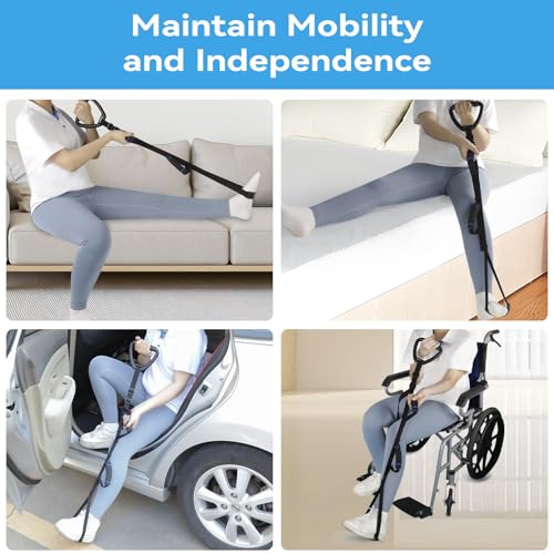 Long Leg Lifter with 2 Handgrips, Leg Lifter Strap with Large Foot Loop