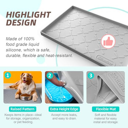 SIKADEER Waterproof Under Sink Mat Silicone 40"x19", Kitchen Cabinet Liner - color: Gray, size: 40"W x 19"L
