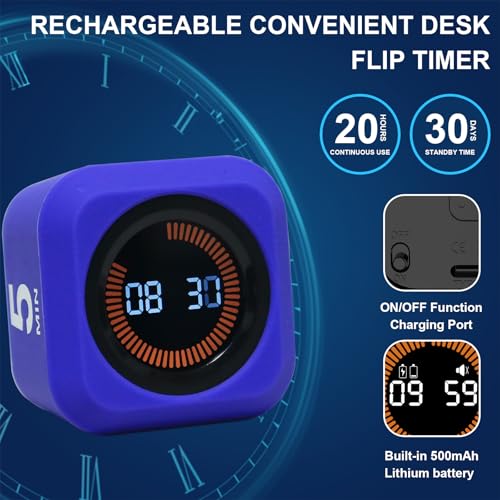 Rotating Cube Visual Countdown Timer 5, 25, 10 50 Minutes Preset - color: Black