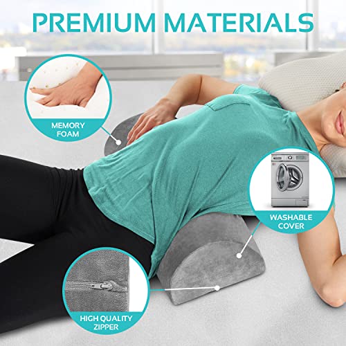 Knee Pillow for Back Sleeping | Large Half Moon Bolster Pillow for Legs, Under Knee Pillow for Sleeping on Back (20.5"x 8"x 4.5") Leg Pillow for Ankle and Foot Comfort, Machine Washable Cover, Grey - style: Knee Half Moon