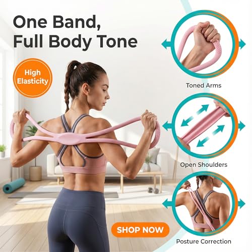 Resistance Bands, Figure 8 Resistance Bands for Women Men, 8 Shaped Resistance Rubber Band for Arms, Back, Shoulder Stretch with Handles, Not Break, Portable - color: Blue