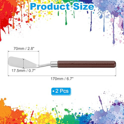 PATIKIL Art Spatula, 2 Pcs 17.5mm Stainless Steel Flexible Palette Knife Painting Knife Painting Spatula Oil Painting Mixing Scraper with Wood Handle for Canvas Acrylic Painting, Red