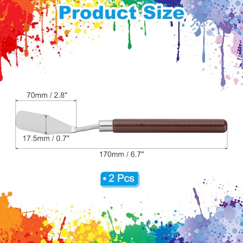 PATIKIL Art Spatula, 2 Pcs 17.5mm Stainless Steel Flexible Palette Knife Painting Knife Painting Spatula Oil Painting Mixing Scraper with Wood Handle for Canvas Acrylic Painting, Red
