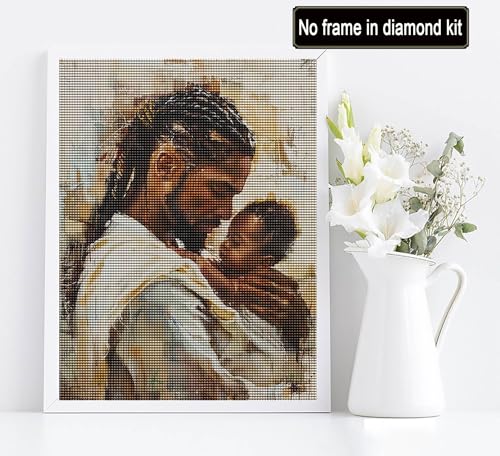 Diymood DIY 5D Diamond Painting Kits for Adults African American - Paint with Diamond Art Kits for Adults Jesus Full Drill Round Canvas Mosaic Beginner Home Wall Decor Gift 12x16 inch z2 - color: Colorful10