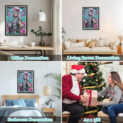 MAXBYE Diamond Painting Kits for Adults Beginners,Gothic Butterfly Fairy 5D Full Round Drill Diamond Art Kit, Easy DIY Dot Painting Gem Craft for Home Wall Art 12x16in - color: ZD054
