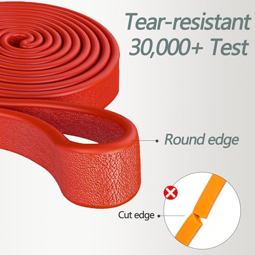 PROIRON Resistance Bands Pull Up Bands Comfortable Exercise Bands Anti-Slip Workout Bands for Pull up Dip Squat Gym Workout Physical Therapy Stretch Bands for Men & Women,Length 81.89in - color: #4 Red 50-125LBS, size: Round Edge