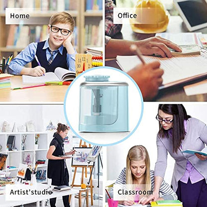 Aogwat Pencil Sharpener Electric Pencil Sharpener for Kids, Blade to Fast Sharpen, Suitable for No.2/School/Classroom/Office/Home (Blue) - color: Bule