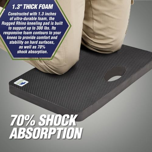 RUGGED RHINO Extra Thick Foam Kneeling Pad for Gardening 2 Pack, Onyx Black | Thick Knee Pads, Holds 300 lbs, Protect Knees from Hard Concrete Surfaces for Gardening, Yard, Gym, Mechanic - color: Onyx Black