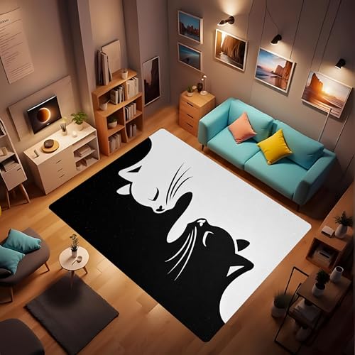 Area Rug, Black Cat Cartoon Non-Slip mat Area Rugs, Carpets, Suitable for Kitchen Bedroom Living Room Kids Room Decoration, Farmhouse Decor 2'x3' - color: Black, size: 2'x3'