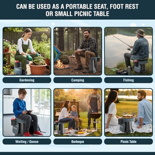NUMANU XXL Collapsible Stool, 3-in-1 Cushion + Bag, 1000 lbs, Square - size: XXL Square (Stool & 3IN1 Carry Bag)