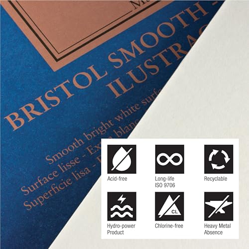 Fabriano 1264 Bristol Smooth Pad, 9" x 12", Glue Bound, 100 lb., 3-Pack - size: 9" x 12", 3-Pack