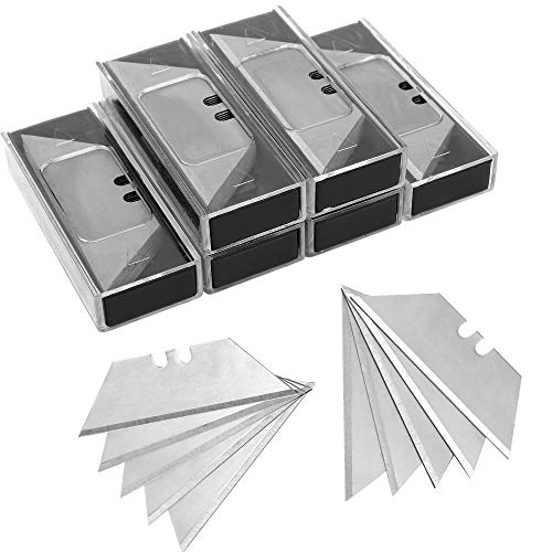Vickay 60 Pack Utility Knife Blades, SK5 Box Cutter Blades, Razor Blades | Standard Replacement Blades for Heavy Duty Box Cutter Refills, for Cardboard, Leather, Drywall, Carpet, Rope, Pipe, etc - color: Silver, size: 60 Pack