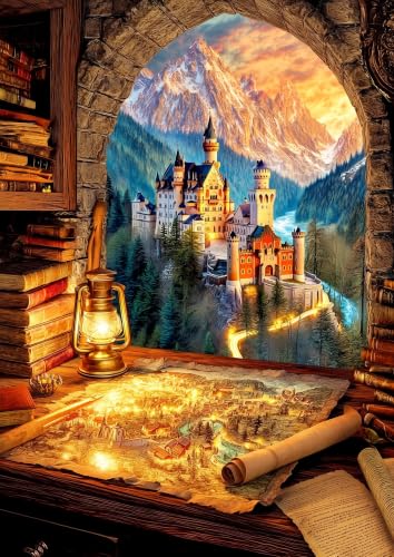 Mountain Castle Diamond Art Kits for Adults, Landscape Diamond Art 12X16 In | Easy 5D Diamond Art Kits, Round Dots Full Drill, DIY Diamond Painting Kit for Adult Beginners, Home Wall Decor Gifts - color: Country 13