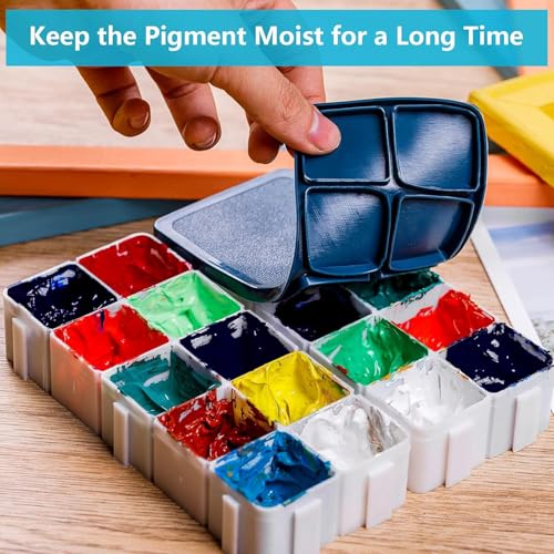 60 Compartments Plastic Watercolor Paint Palette with Lid | Airtight Leakproof Palette for Gouache, Acrylic and Oil - style: Paint Pallet-6Pcs