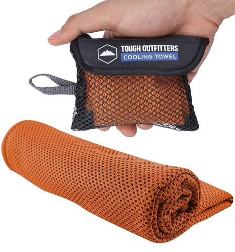 Tough Outdoors Cooling Towels for Neck Face - Neck Cooling Towel for Hot Weather Yoga Sports Golf Sweat - Instant Cold Towel - color: Orange, size: Single Pack