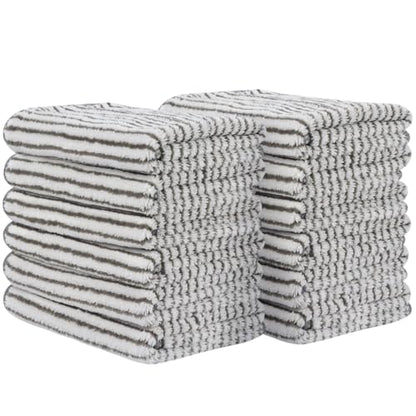 Microfiber Face Towels Soft Washcloths 12Inch x 12Inch 12 Pack Stripe - color: Stripe 12pack
