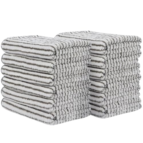 Microfiber Face Towels Soft Washcloths 12Inch x 12Inch 12 Pack Stripe - color: Stripe 12pack