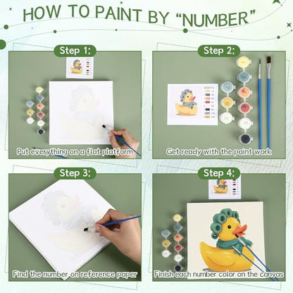 Nezyo 12 Sets Animals Paint by Numbers Kit with Frame for Adult Beginners, DIY Acrylic Paint Canvas for Painting Party, Classroom Activity Birthday Gift, 8 x 8 Inch (Animal) - style: Animal