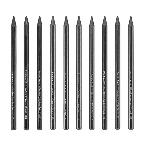 Pacific Arc Woodless Graphite Pencil 6 Pack Set, 12B, 10b, 8B, 6B, 4B, & 2B, for Sketching, Drawing, Coloring and Art - color: Set of 6
