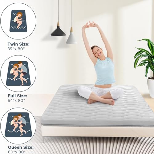 SCHNAUZER HOME Japanese Floor Mattress Futon Mattress Queen 3.5" Thick - color: Grey, size: Queen( 80 x 60 )