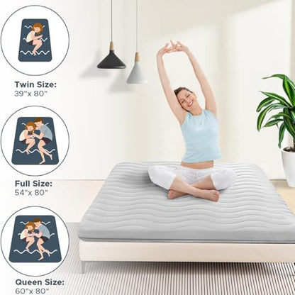 SCHNAUZER HOME Japanese Floor Mattress Futon Mattress Queen 3.5" Thick - color: Grey, size: Queen( 80 x 60 )