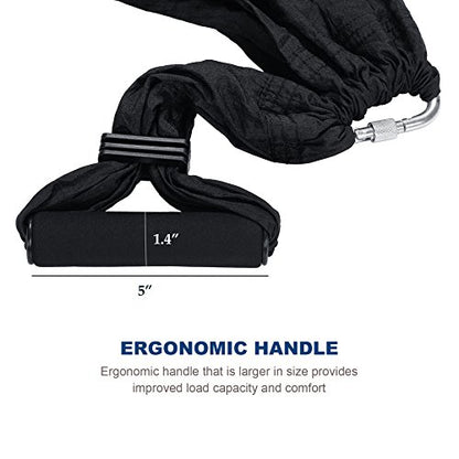 ZELUS Aerial Yoga Swing Sling Strong Yoga Hammock Kit Set Trapeze Inversion Equipment Include 2 Extensions Straps and Ceiling Mounting Kit - color: Black