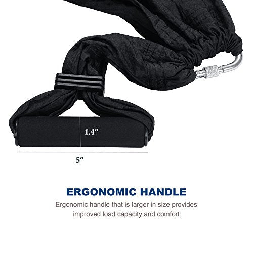 ZELUS Aerial Yoga Swing Sling Strong Yoga Hammock Kit Set Trapeze Inversion Equipment Include 2 Extensions Straps and Ceiling Mounting Kit - color: Black