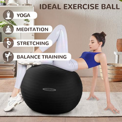 Fitvids Anti-Burst and Slip Resistant Exercise Ball Yoga Ball Fitness Ball Birthing Ball with Quick Pump - color: Black, size: M(19-22in/48-55cm)