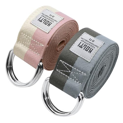 Yoga Exercise Adjustable Straps 8FT with Durable D-Ring for Pilates & Gym Workouts | Hold Poses, Stretch, Improve Flexibility & Maintain Balance - color: Mixed color C
