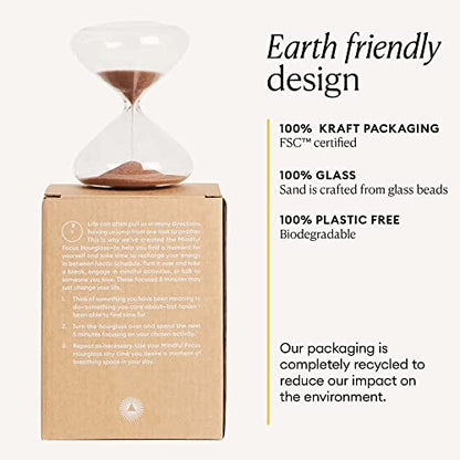 Intelligent Change Mindful Focus 5-Minute Hourglass Sand Timer, Desk Timer for Productivity and Time Management, Minimalist Hourglass Timer, Decorative Gifts, 3.3 (L) x 2.9 (W) inches - size: 5 Minutes