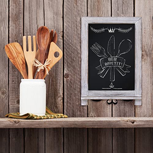 HBCY Creations Magnetic Tabletop Chalkboard Sign, 9.5" x 14", Rustic | Magnetic Surface, Metal Scrolled Legs, Countertop or Wall Mount - color: 1- Whitewashed, size: 10"W x 14"H