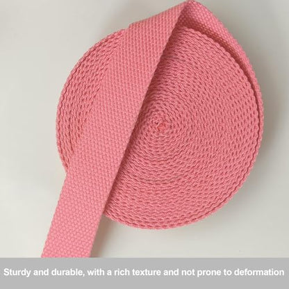 Heavy Duty 1" Cotton Webbing 6yds-Watermelon Red Straps | 2mm thick webbing for dog collars, backpack, bag handles, apron straps, slings, sewing repairs & DIY craft projects. - color: Watermelon Red
