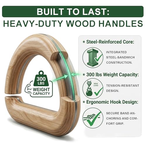 Wooden Resistance Bands Handles Versatile Exercise Handles with Anti-Slip Grip Tapes for Elastic Band Workouts Home Gym Strength Training and Full-Body Workouts - color: Board with Handles