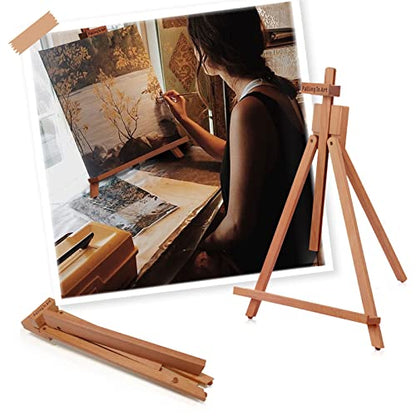 2 Pack Beechwood 25’’ Tabletop Easel Display Stand Set for Painting | Holding Canvas Up to 22 1/2 Inches High, Artist A-Frame Tripod with Rubber Feet, Portable Photo and Sign Holder - size: 2 Pack
