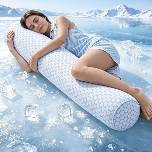 YZ HOME Cooling Bolster Body Pillow for Side Sleepers, Long Pillow for Bed - color: Blue, size: 8"*47"