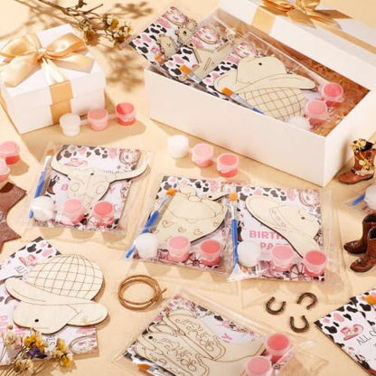 Saypacck 24 Pcs Cowgirl Party Favors Wooden Paint Craft Kits | Cowgirl Painting Crafts, Birthday Goodie Bag Fillers, Thank You Gifts for Kids Celebrations Decor - style: Cowgirl