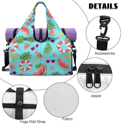 Yoga Mat Bag for Men Women Canvas Yoga Mat Carrier Take In Out Mat Easily for Beach Swim Bags Pool Sports Gym - color: Beach Style
