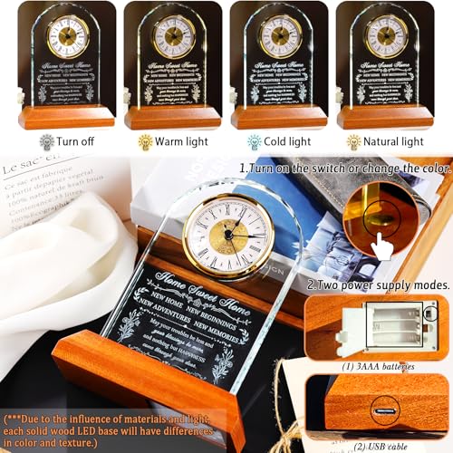 Ornalrist House Warming Gifts New Home for Women Men Glass Clock Keepsake - color: House Warming Gifts