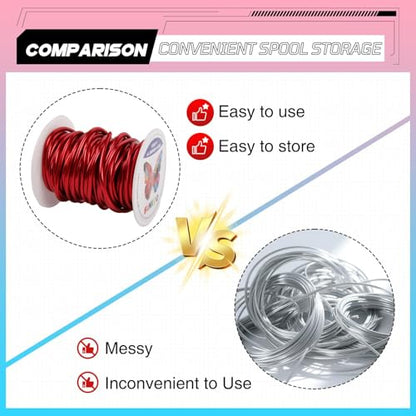 Aluminum Craft Wire,8 Gauge (3mm) Red Bendable Wire,32 Feet Continuous Roll for Jewelry Making,Sculpting,Floral & Armature Projects - size: 8 Gauge 32FT, style: Red