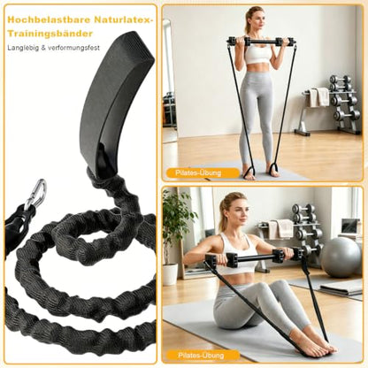 10-in-1 Pilates Bar Kit Works as Ab Rollers, Power Twister and Dumbbells