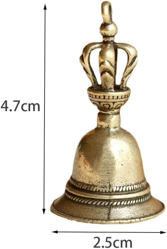 Retro Copper Bell Wind Chimes,Demon Subduing Bell Creative Solid Brass Bell Handicraft Tibetan Bronze for Decoration Car Pendant Small Circle Hand Bells and Chimes (4.7cm*2.5cm