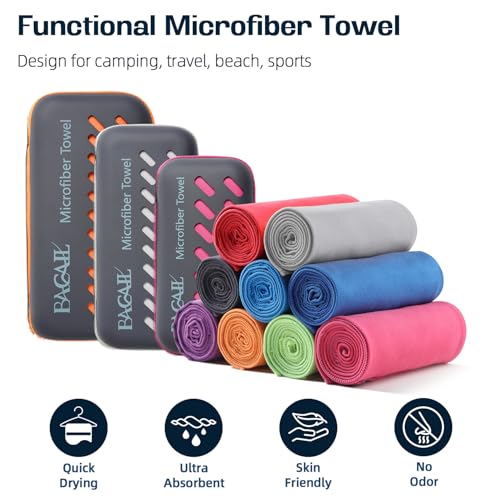 BAGAIL Camping Towel with EVA Case, Compact & Ultra Soft Microfiber Travel Towel - Super Absorbent & Lightweight Quick Dry Towels for Sports, Beach, Gym, Backpacking, Hiking and Yoga - color: Blue, size: L - 28" x 56"